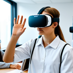 VR Education**

"A group of students in a modern classroom, wearing VR headsets and fully clothed in appropriate attire, participating in an interactive VR learning experience. The scene should depict a virtual laboratory environment on their headsets. Safe for work, professional, family-friendly, perfect anatomy, correct proportions, well-formed hands, natural pose, high quality."

**