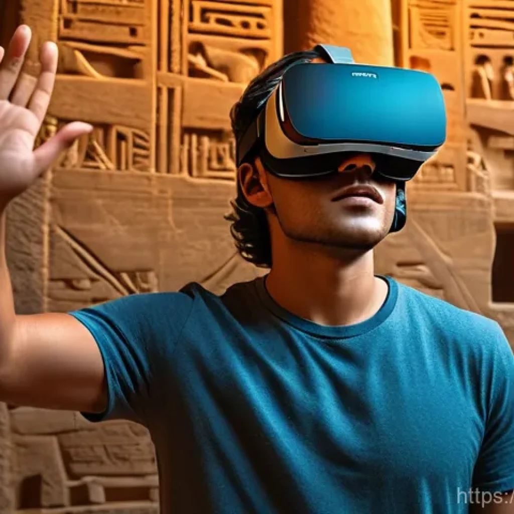 VR 전시회 - **Immersive Ancient Egypt VR Experience**
    A young adult, male or female, fully clothed in modern...