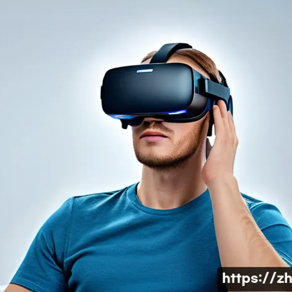 VR 기술의 문제점 - A modern VR user seated indoors wearing a lightweight, ergonomic VR headset with soft breathable fac...
